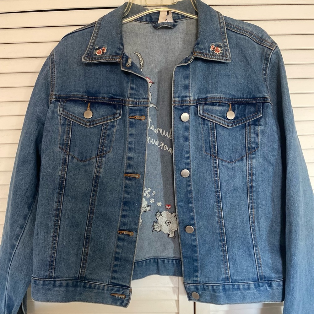 H&M Jean Jacket with Embroidery